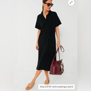 🆕 NWT TUCKERNUCK Channing Polo Midi Sweater Dress - Black - Size Medium